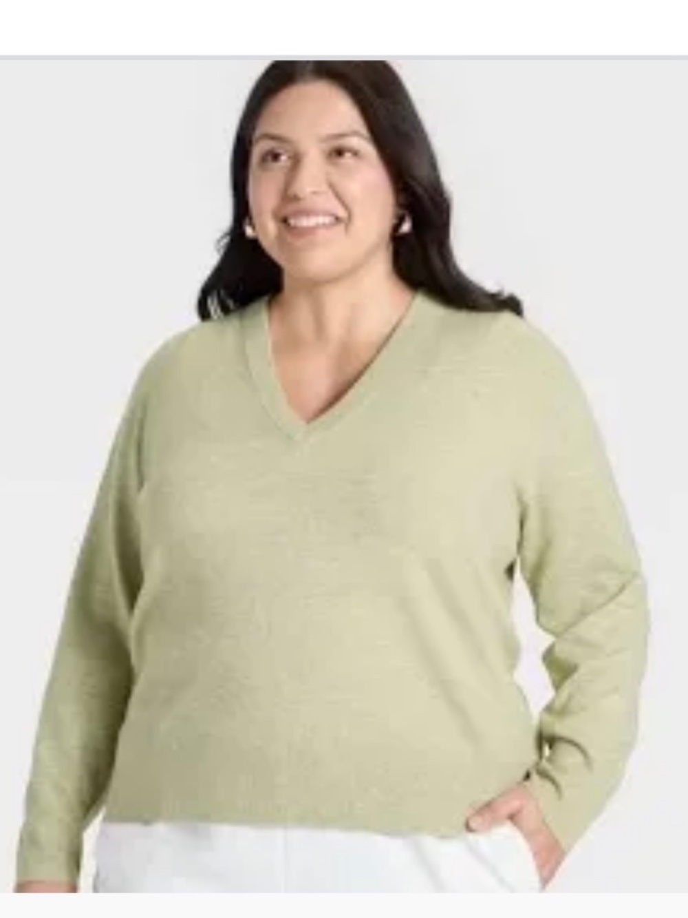 A New Day V-Neck Lightweight Sweater in Sage Green. Sz XXL.